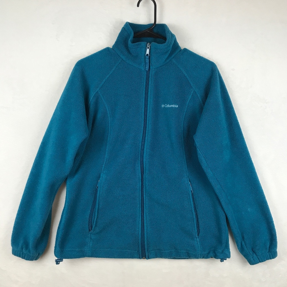 Columbia Jacket Womens Size Medium Blue Full Zip Fleece Casual Outdoors Hiking